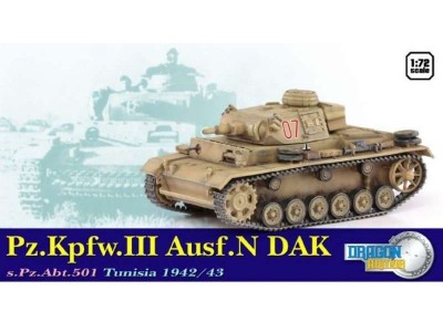 PANZER III Ausf.N s.Pz.Abt.501 TUNISIA DAK 1942/43- 60601 DRAGON ARMOR 1/72