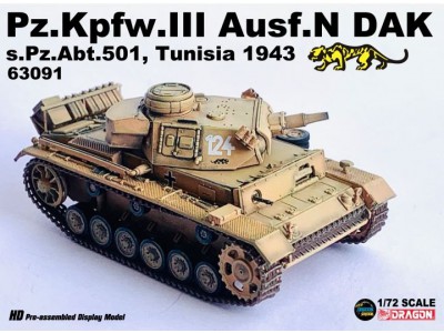 PANZER III N sPz.Abt.501 DAK TUNISIA 1942 - 63091 DRAGON ARMOR 1/72