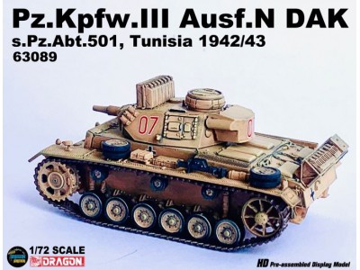 PANZER III N w.oil drum sPz.Abt.501 DAK TUNISIA 1942/43 - 63089 DRAGON ARMOR 1/72